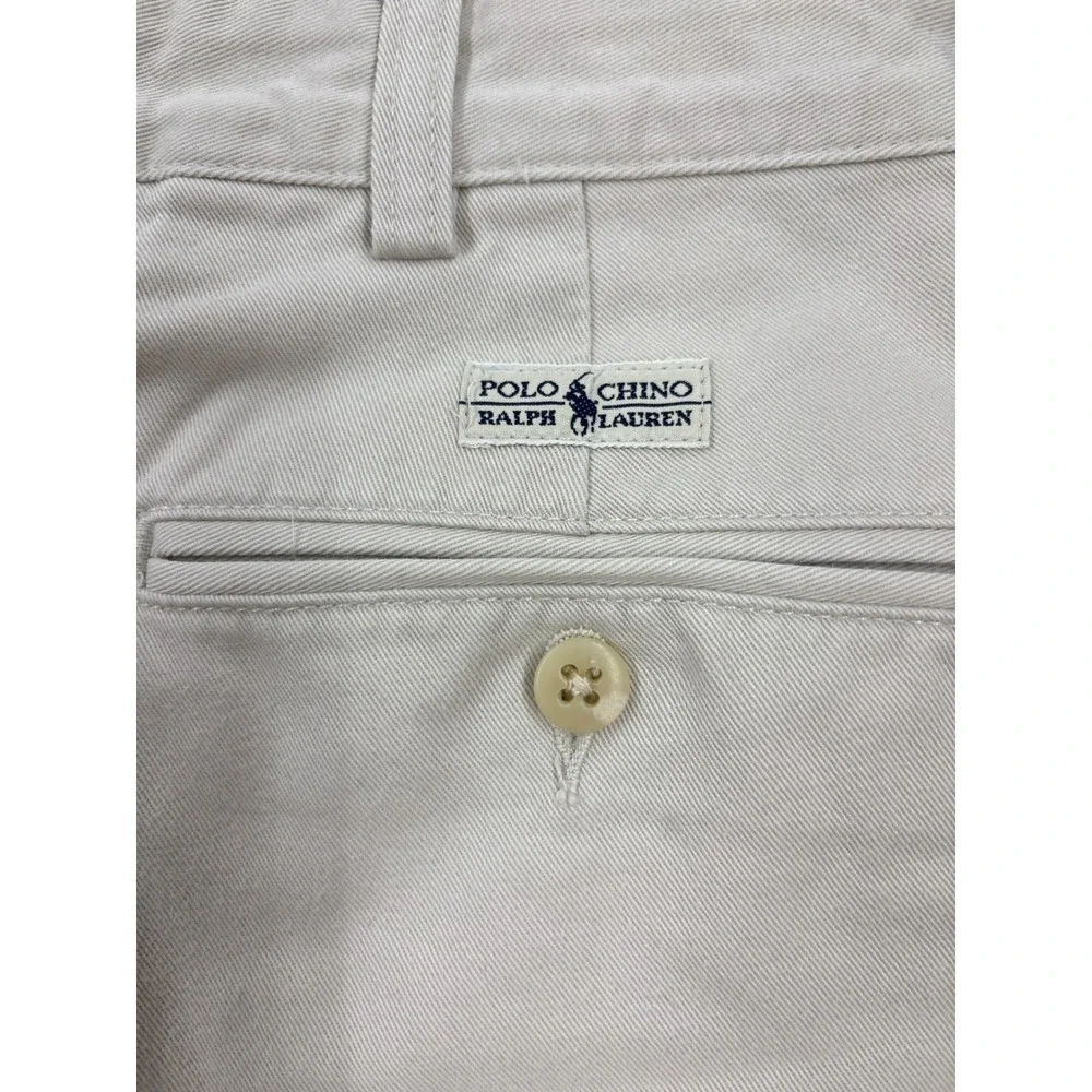 Vintage Polo Ralph Lauren Mens Pleated Chino Shorts Stone Beige Sz 35 6